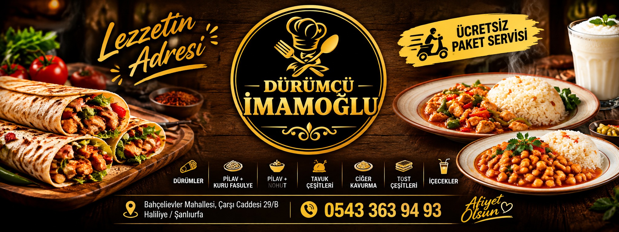 Dürümcü İmamoğlu – dürümler, pilav, kuru fasulye, tavuk ve ciğer çeşitleri